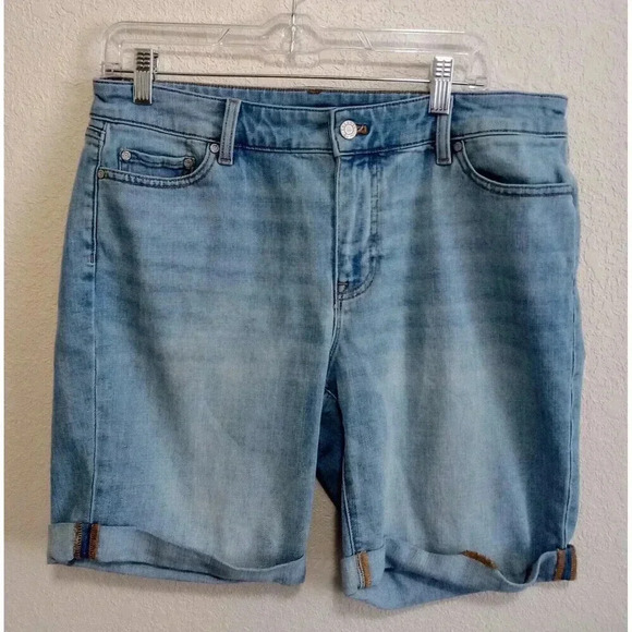 Talbots Pants - Talbots Flawless Denim Jean Girlfriend Shorts Blue Light Wash Cuff Sz 10 Petite